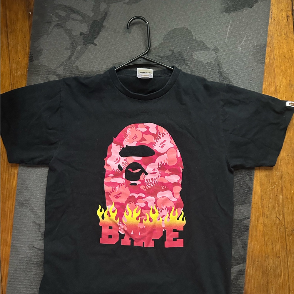 Black and pink Bape tee shirt